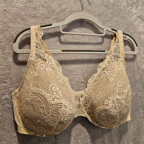 ThirdLove Bra 24/7 Womens 40F beige Floral Lace Wires supportive lace cleavage - Picture 2 of 10